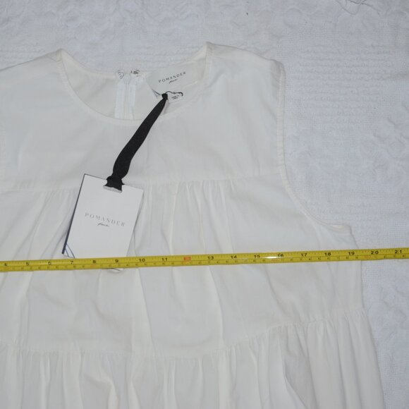 POMANDER PLACE Tuckernuck White Sleeveless Carmen Maxi Dress w Pockets L NWT - Picture 11 of 16
